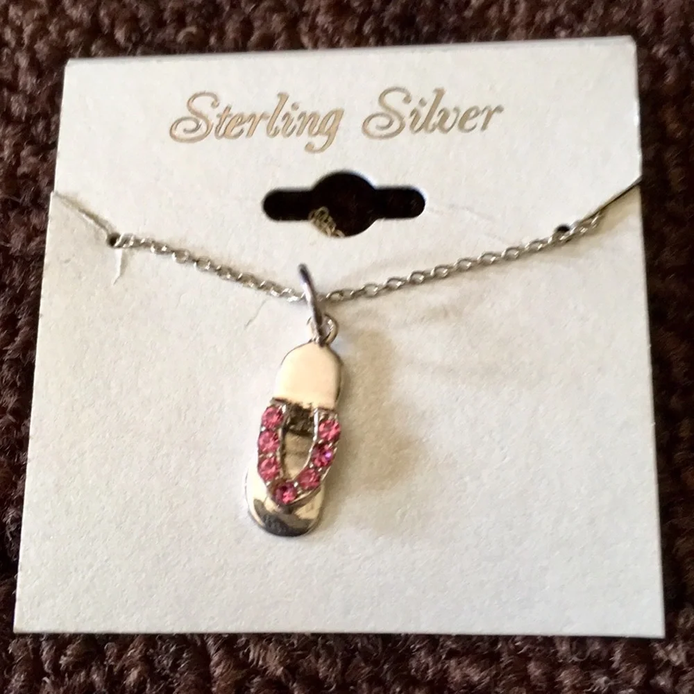 18” STERLING SILVER NECKLACE WITH FLIPFLOP CHARM